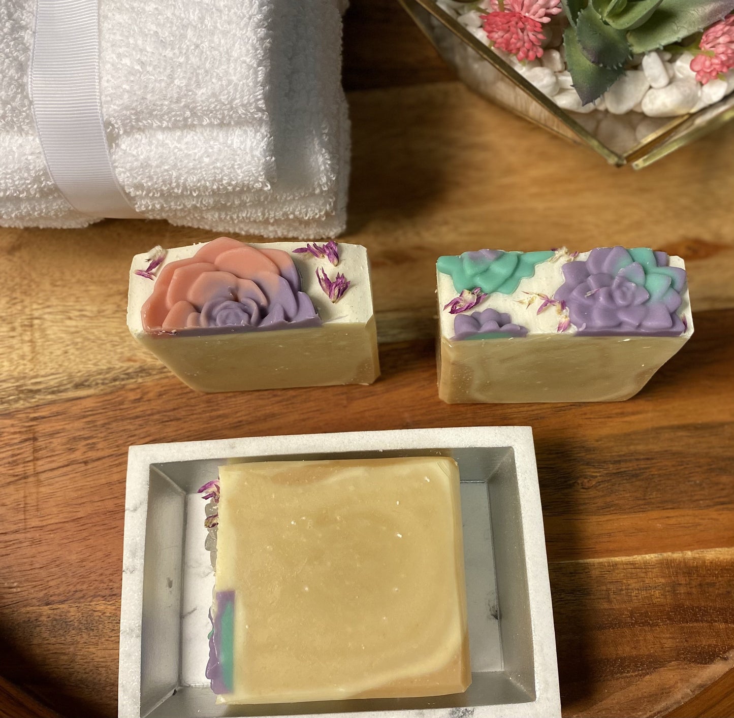 Soothing Goats Milk Peach Succulent Soap